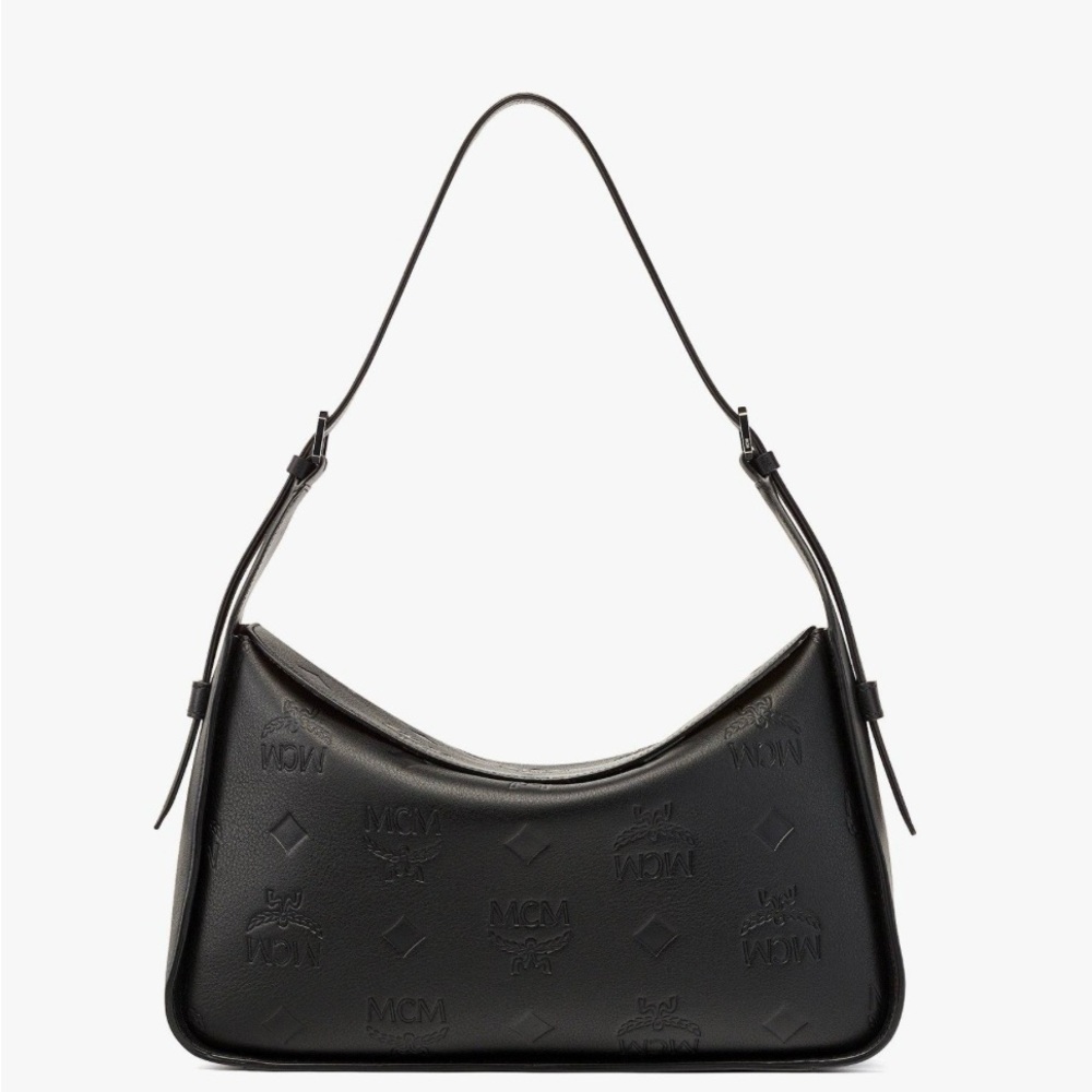 MCM AREN FLAP HOBO BAG IN EMBOSSED MONOGRAM LEATHER